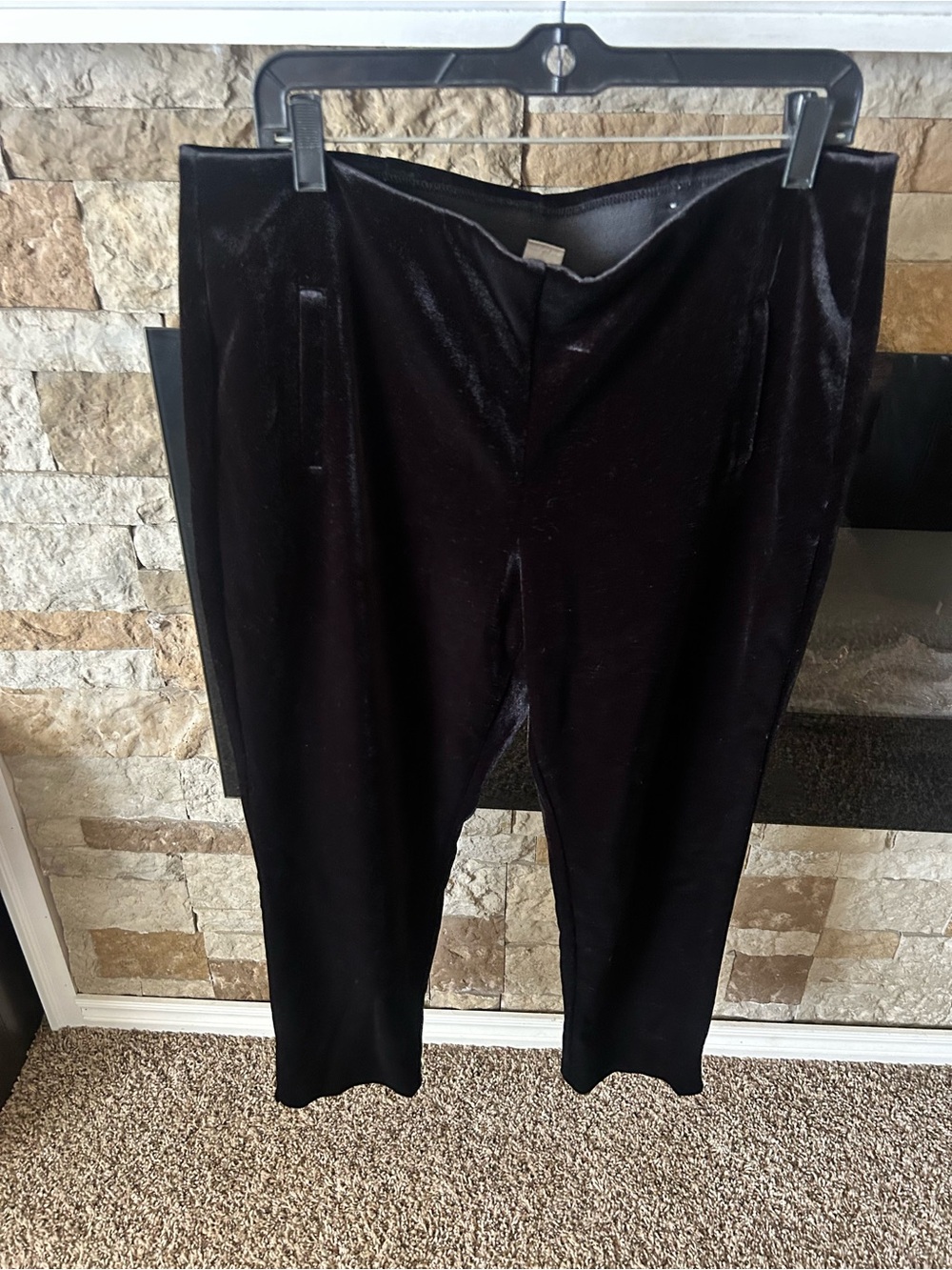 Chico’s Velvet Pull-On Pants - Black Elastic Waist Band Chic Old Money